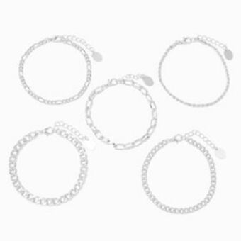 Claire's Silver woven chain bracelet set - 5 pack offer