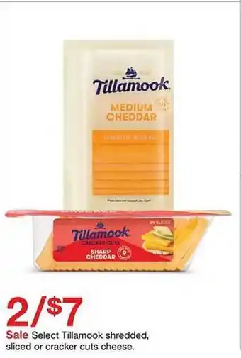 Target Tillamook shredded, sliced or cracker cuts cheese offer