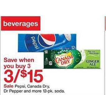 Target Pepsi, canada dry, dr pepper and more 12-pk. soda offer