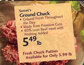 Sunset Foods Sunset's ground chuck offer