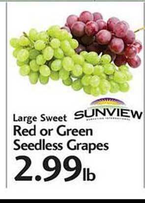 Sunset Foods Large sweet red or green seedless grapes offer