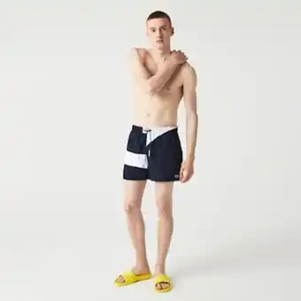 Lacoste Men's heritage graphic patch light swimming trunks offer