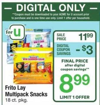 ACME Frito lay multipack snacks offer