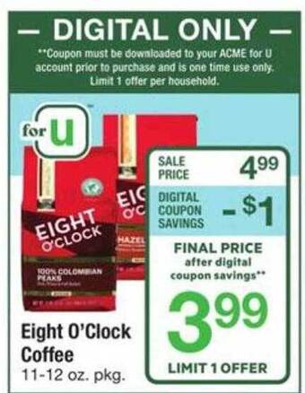 ACME Eight o'clock coffee offer