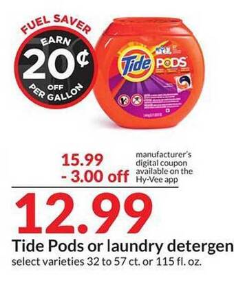 Hy-Vee Tide pods or laundry detergent offer