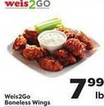 Weis Markets Weis2go boneless wings offer