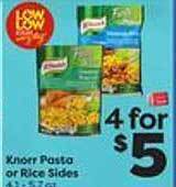Weis Markets Knorr pasta or rice sides offer