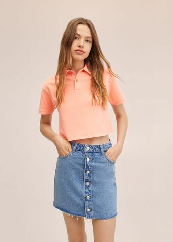 Mango Cropped cotton polo shirt offer