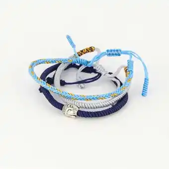 Stein Mart Jean claude triple set of handmade knitted tibetan buddha spiritual blue navy bracelets & bangles - adjustable 20-21.10 cm offer
