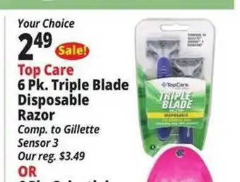 Ocean State Job Lot Top care 6 pk triple blade disposable razor offer