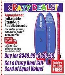 Ocean State Job Lot Aquaplanet inflatable stand-up paddleboards offer