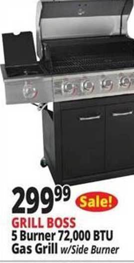 Ocean State Job Lot Grill boss 5 burner 72.000 btu gas grill offer