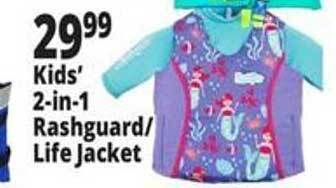 Ocean State Job Lot Kids' 2-in-1 rashguard life jacket offer
