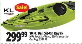 Ocean State Job Lot 10 ft bali sit-on kayak offer