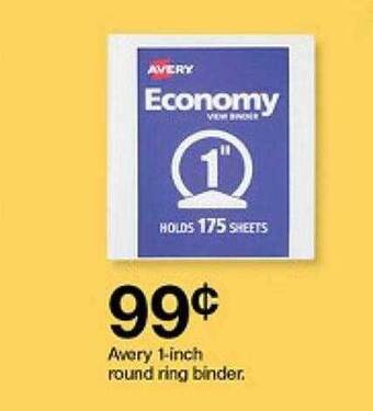Target Avery 1-inch round ring binder offer