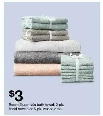 Target Room essentials bath towel 2-pk hand towels or 6-pk washcloths offer