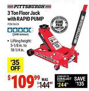 Harbor Freight Tools 3 ton floor jack with rapid pump offer