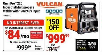 Harbor Freight Tools Omnipro 220 industrial multiprocess welder with 120 240v input offer