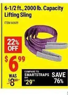 Harbor Freight Tools 6-1 2 ft 2000 lb capacity lifting sling offer