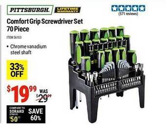 Harbor Freight Tools Pittsburgh comfort grip screwdriver set 70 piece offer