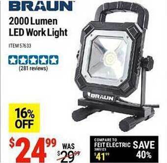 Harbor Freight Tools Braun 2000 lumen led work light offer