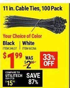 Harbor Freight Tools 11 in cable ties 100 pack offer