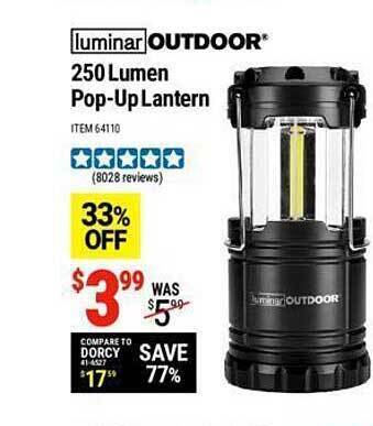 Harbor Freight Tools Luminar outdoor 250 lumen pop-up lantern offer