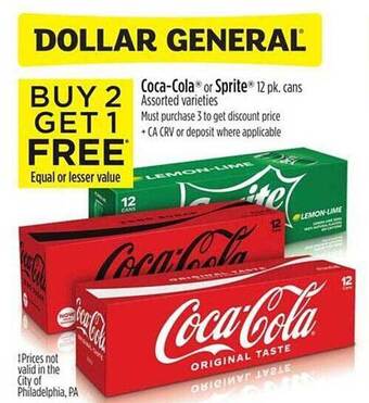 Dollar General Coca-cola or sprite offer