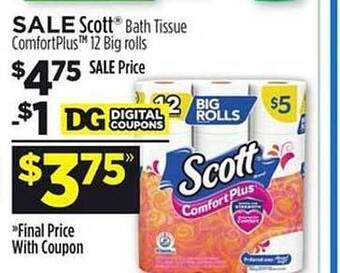 Dollar General Scott bath tissue comfortplus offer