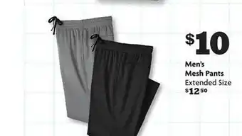 Family Dollar Men's mesh pants extended size offer