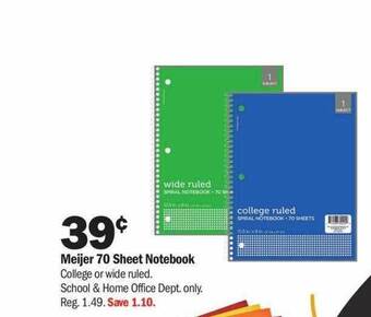 Meijer Meijer 70 sheet notebook offer