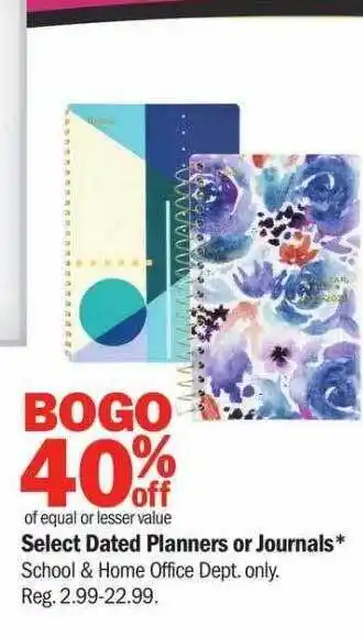 Meijer Select dated planners or journals school & home office dept. offer