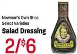 Ridley's Family Markets Newman's Own 16 oz. Salad Dressing offer