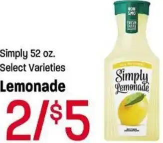 Ridley's Family Markets Simply 52 oz. Lemonade offer