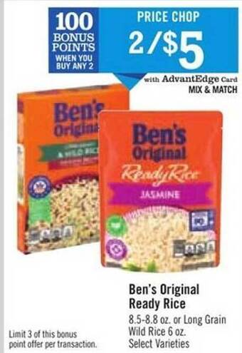Price Chopper Ben's original ready rice offer