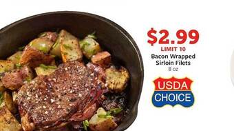 Fareway Bacon wrapped sirloin filets offer