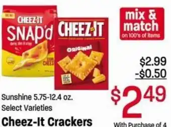 Ridley's Family Markets Sunshine 5.75-12.4 oz. Cheez-It Crackers offer
