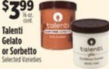 Pioneer Supermarkets Talenti Gelato or Sorbetto offer