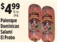 Pioneer Supermarkets Palengue Dominican Salami El Probo offer