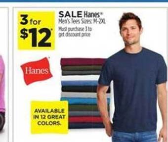 Dollar General Hanes men's tees offer