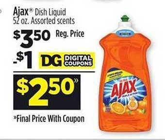 Dollar General Ajax dish liquid offer