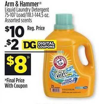 Dollar General Arm & hammer liquid laundry detergent offer
