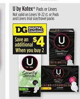 Dollar General U by kotex pads or liners offer