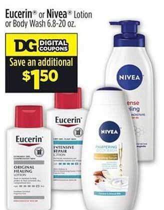Dollar General Eucerin or nivea lotion or body wash offer