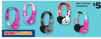 Family Dollar Kids' character headphones offer