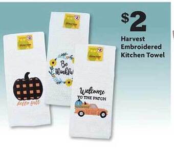Family Dollar Harvest embroidered kitchen towel offer