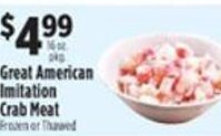 Pioneer Supermarkets Great American Imitation Crab Meat offer