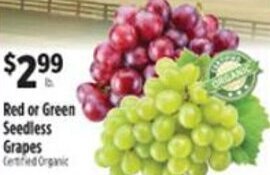 Pioneer Supermarkets Red or Green Seedless Grapes offer