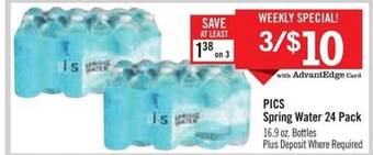 Price Chopper Pics spring water 24 pack offer
