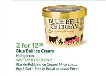Publix Blue bell ice cream offer